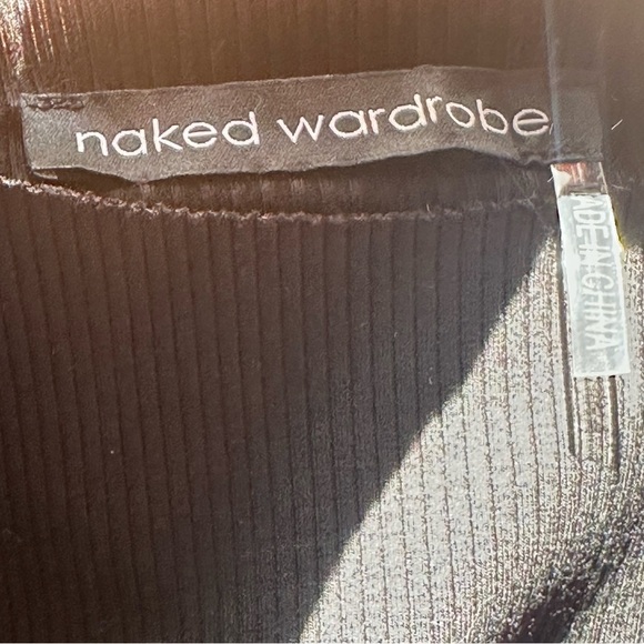 Naked Wardrobe Sleeveless Ribbed Black Mock Neck Bodysuit Size Medium EUC! - Picture 4 of 5